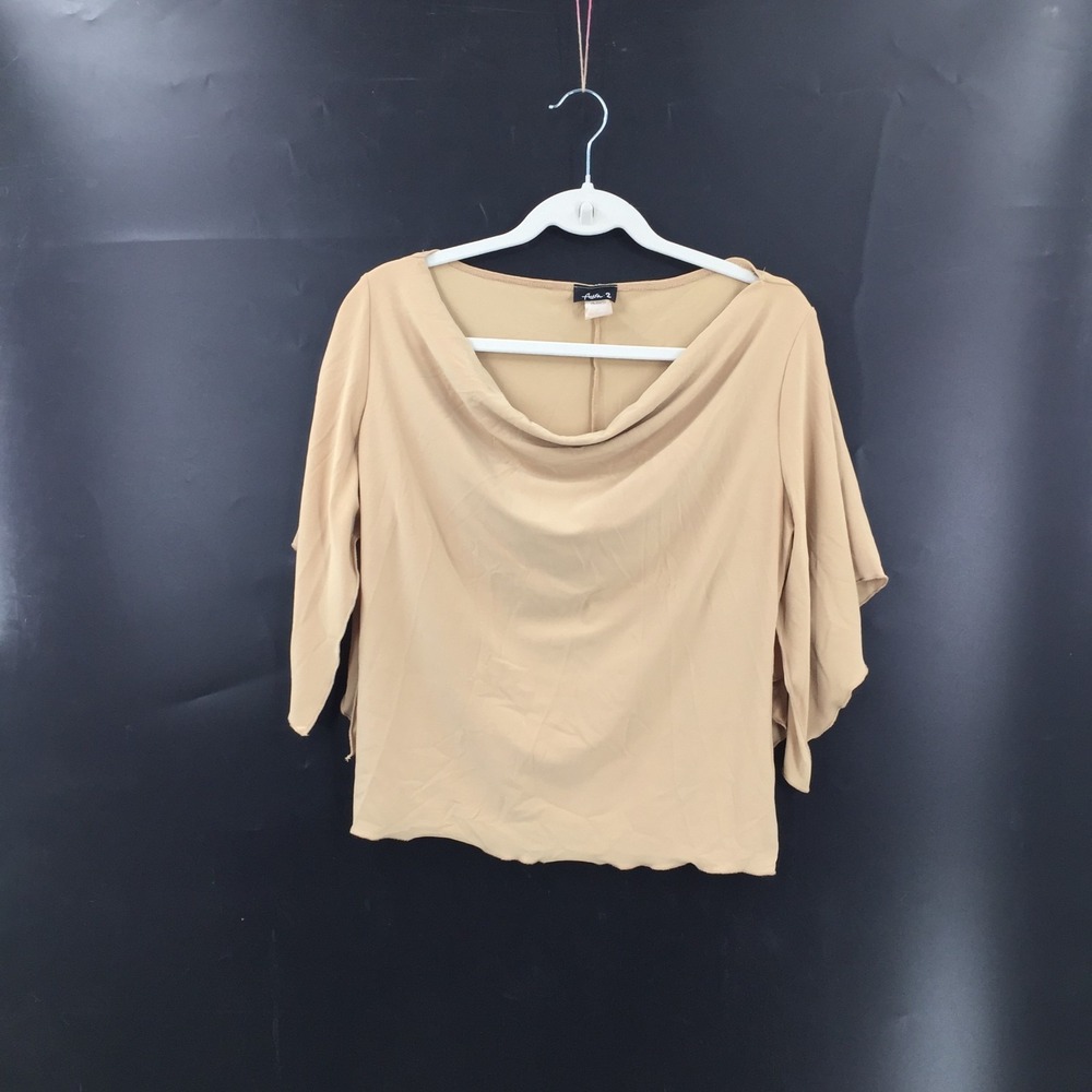 Aura 2 beige y2k fairycore cowl neck bell flowy sleeve top witchy boho VTG 2X